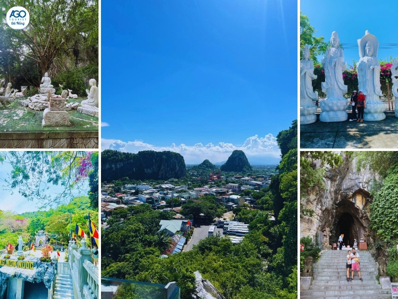 Các cô chú tham quan Ngũ Hành Sơn và làng đá mỹ nghệ Non Nước khi đi tour