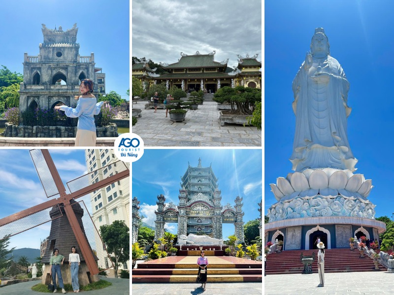 Quý khách chiêm bái tượng Phật tại chùa Linh Ứng - check in Công viên 7 Kỳ Quan