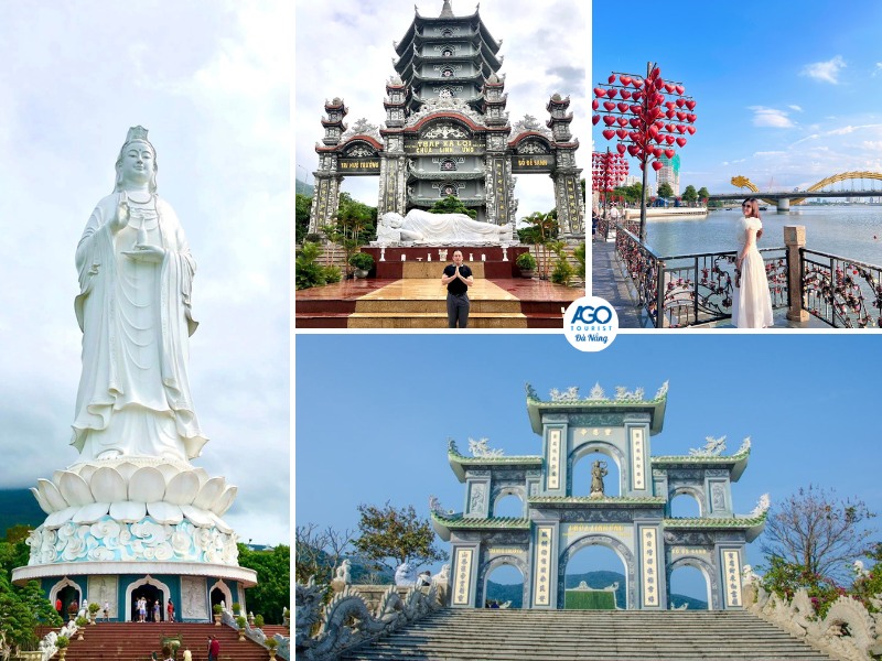 Đoàn sẽ đến tham quan chùa Linh Ứng, Cầu Rồng, Cầu Tình Yêu khi đi tour Đà Nẵng Huế